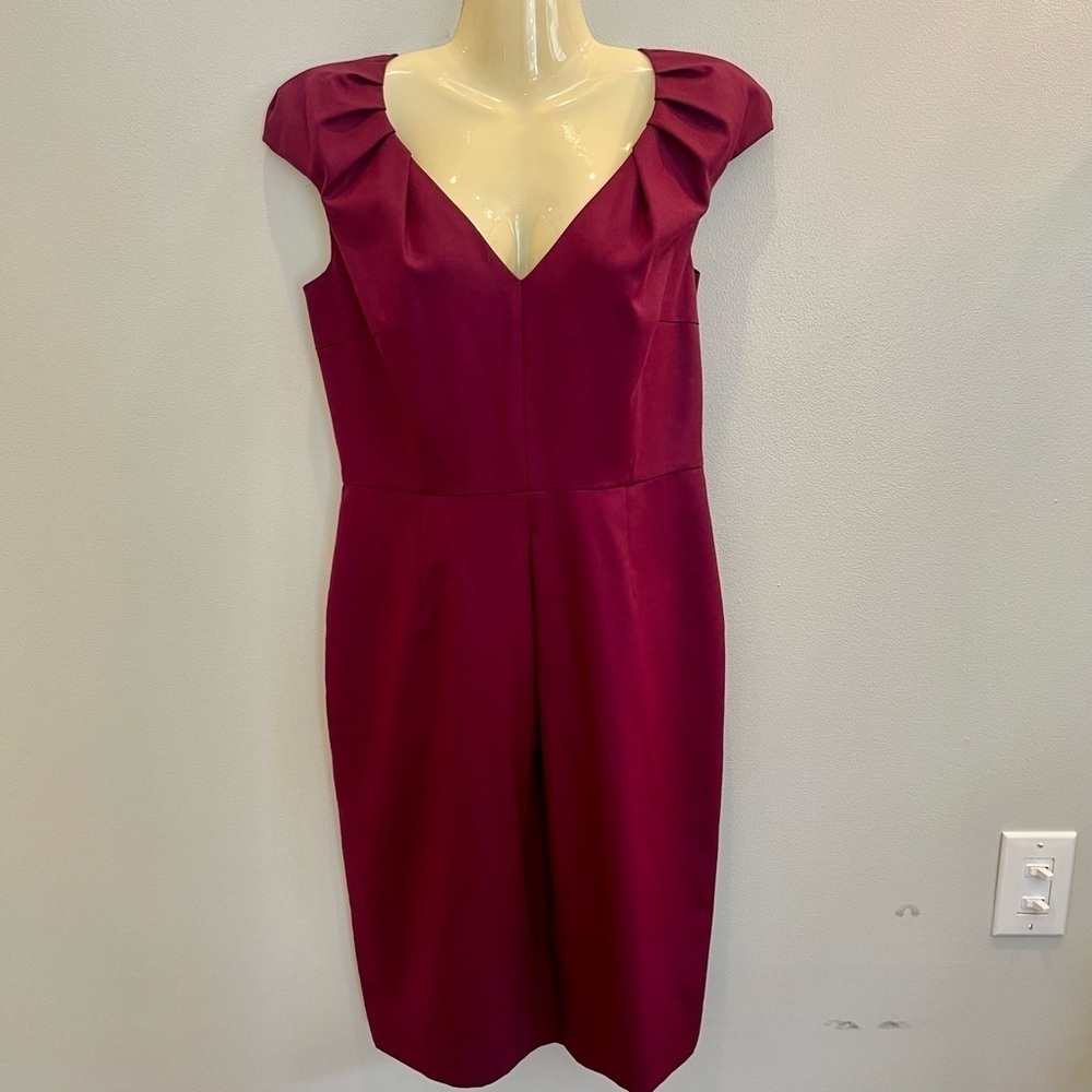 LK BENNETT London Dress Womens 8 Plum Cap sleeves Wool Blend